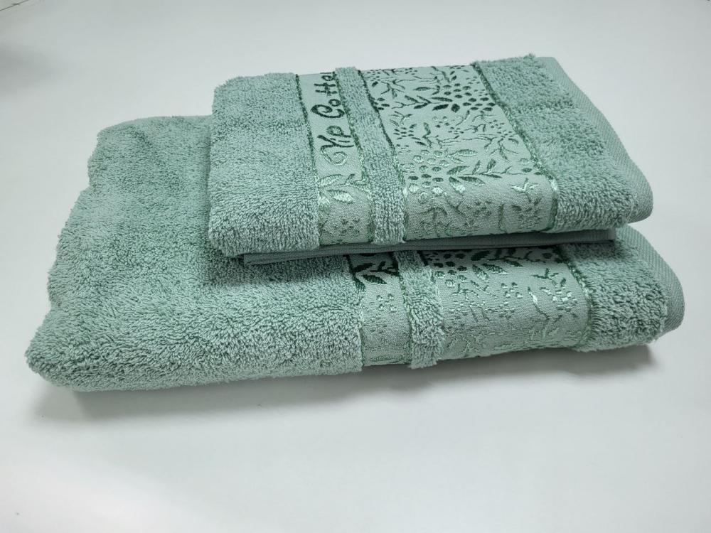 Набір махрових рушників для ванної VIP COTTON ROWAN 70x140/50x90 см 2 шт. М'ятний (13011) - фото 2
