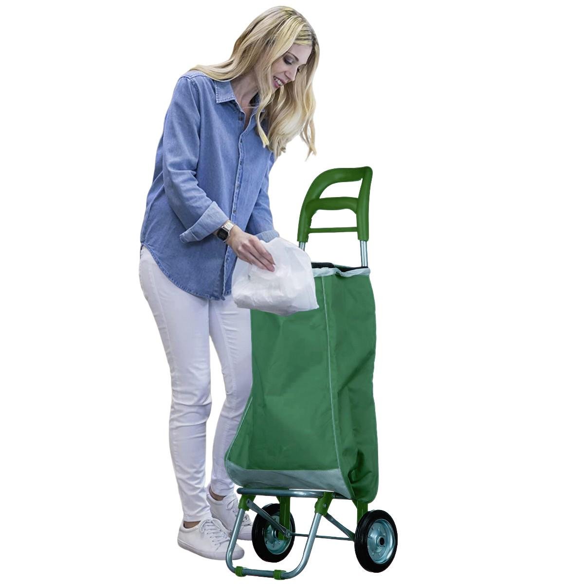 Тачка сумка Shopping bag з залізними колесами до 25 кг 34х27х94 см Зелений - фото 6 Тачка сумка Shopping bag з залізними колесами до 25 кг 34х27х94 см Зелений - фото 6