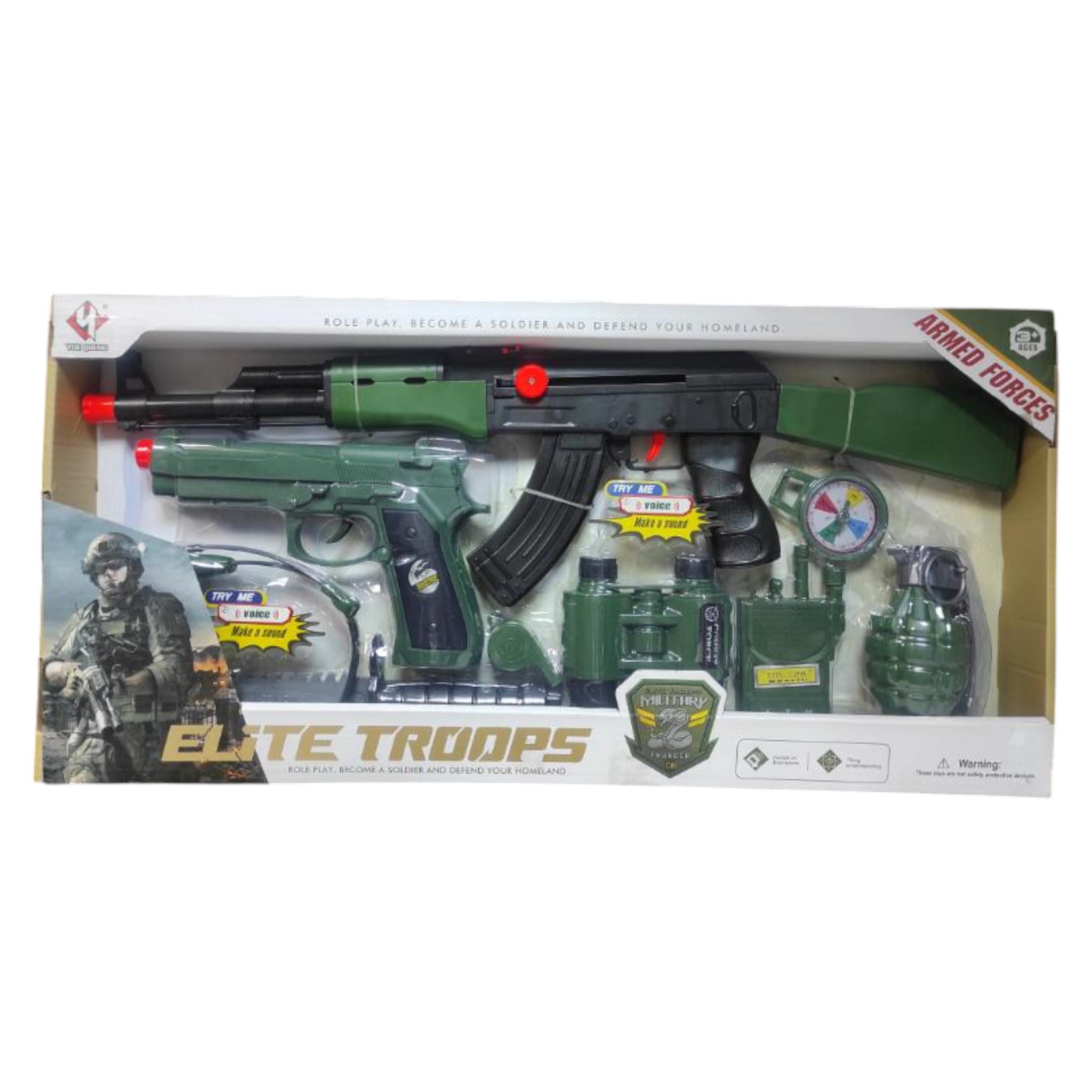 Игровой набор Yue Qiang Elite Troops с автоматом с трещоткой 9 элементов звуковые эффекты (23714135)