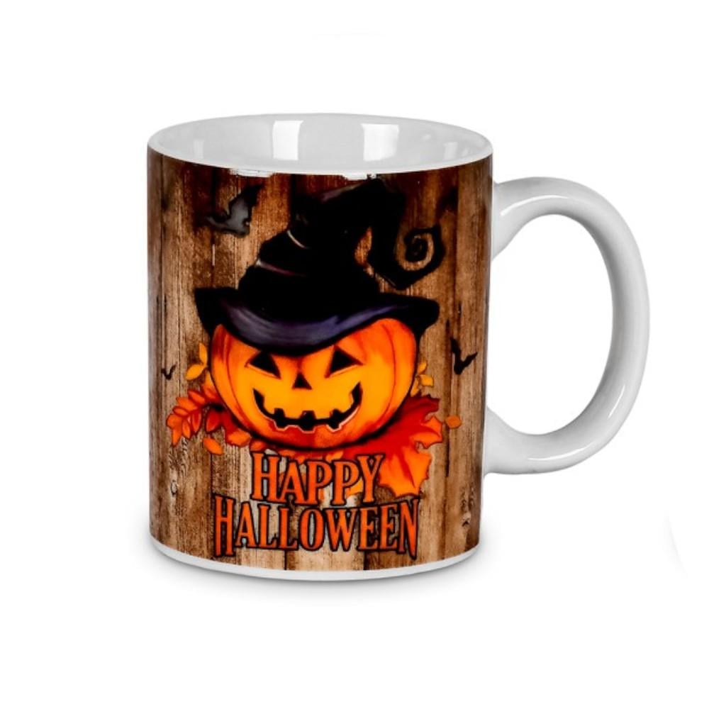 Чашка Stenson Halloween R96580 330 мл 8х9.5 см Коричневый с оранжевым (25441866)