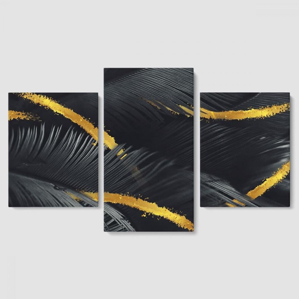 Картина модульная Malevich Store Black Leaf из трех частей 96x60 см (MK322016)