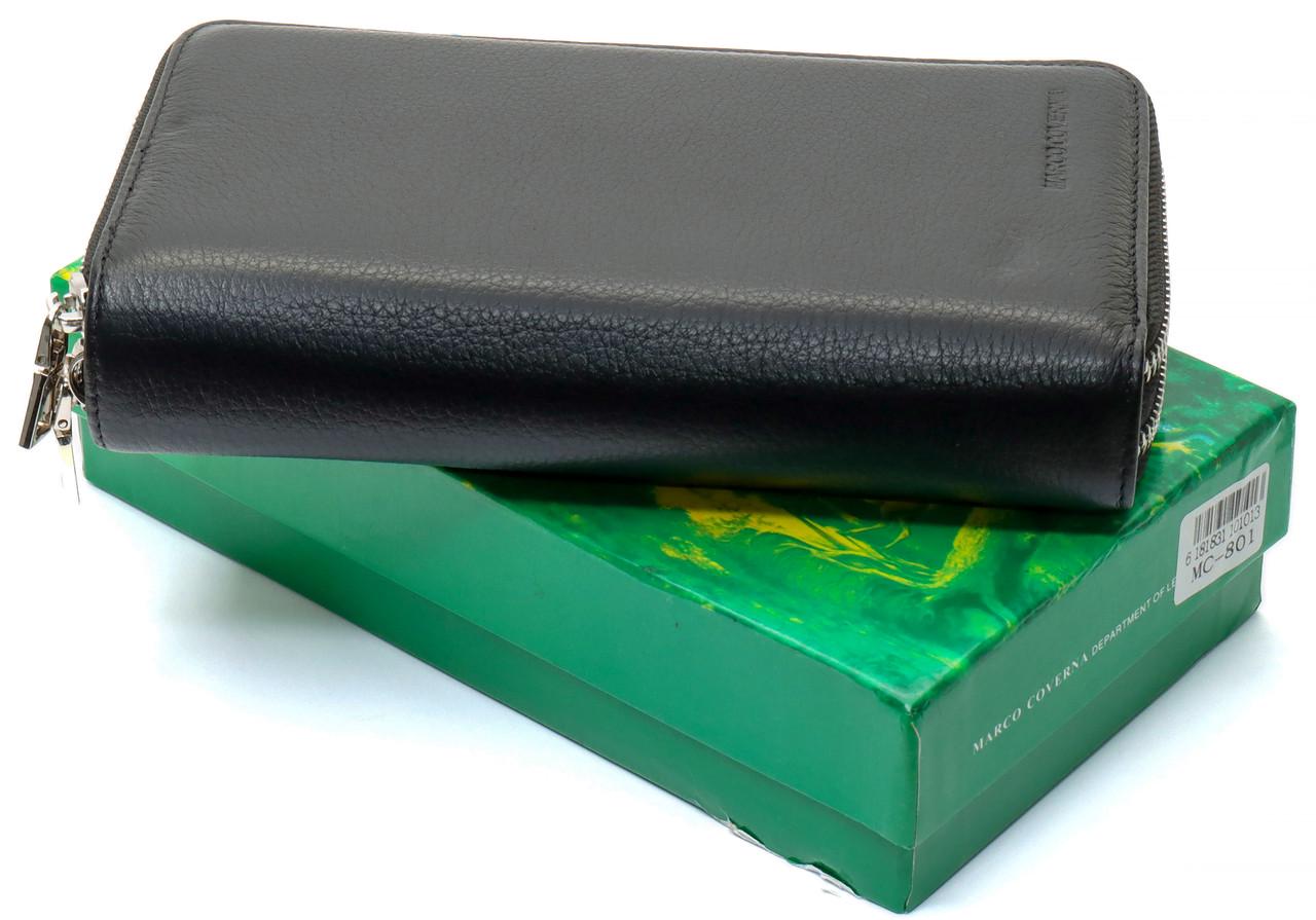 Кошелек-клатч мужской Marco Coverna на две молнии из натуральной кожи Черный (MC-801) - фото 2 Кошелек-клатч мужской Marco Coverna на две молнии из натуральной кожи Черный (MC-801) - фото 2