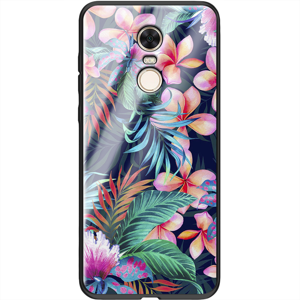 Чехол BoxFace Xiaomi Redmi 5 Plus flowers in the tropics Черный силикон со стеклом (32522-up1971-37744)