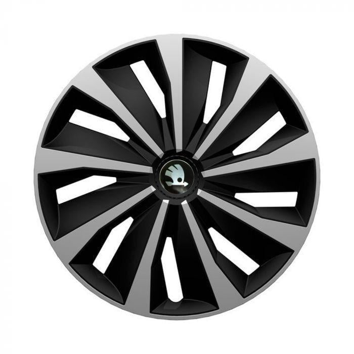 Ковпаки для коліс 4 Racing Grip Silver/Black R15 з логотипом Skoda 4 шт. - фото 1