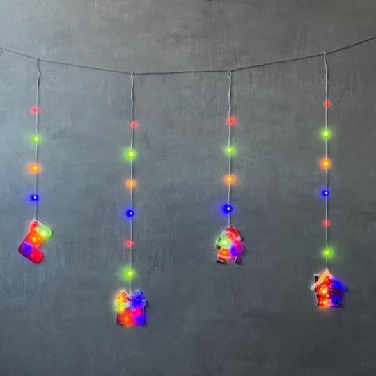 Гірлянда-штора світлодіодна Щасливого Різдва 100 LED з ПВХ від електромережі 3,3х0,8 м Різнокольоровий (150-81-9133-031)