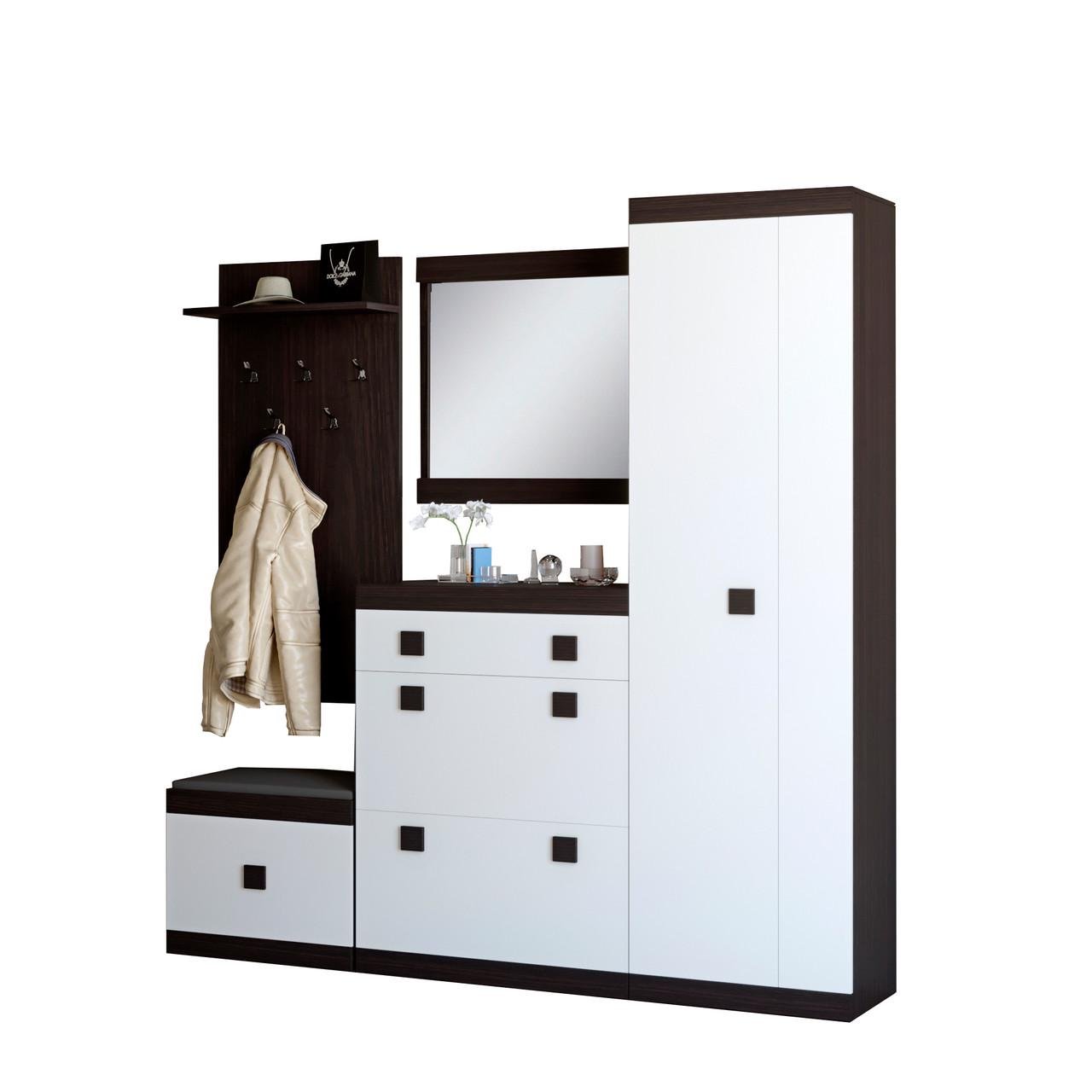 Прихожая модульная Эверест Соната 1 5 элементов Венге темный/Белый (DTM-2531)