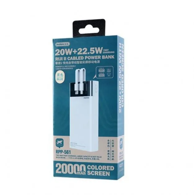 Зарядное устройство для Remax RPP-561 Riji II Series PD20W+QC22.5W 20000 mAh Голубой (6954851206606) - фото 2