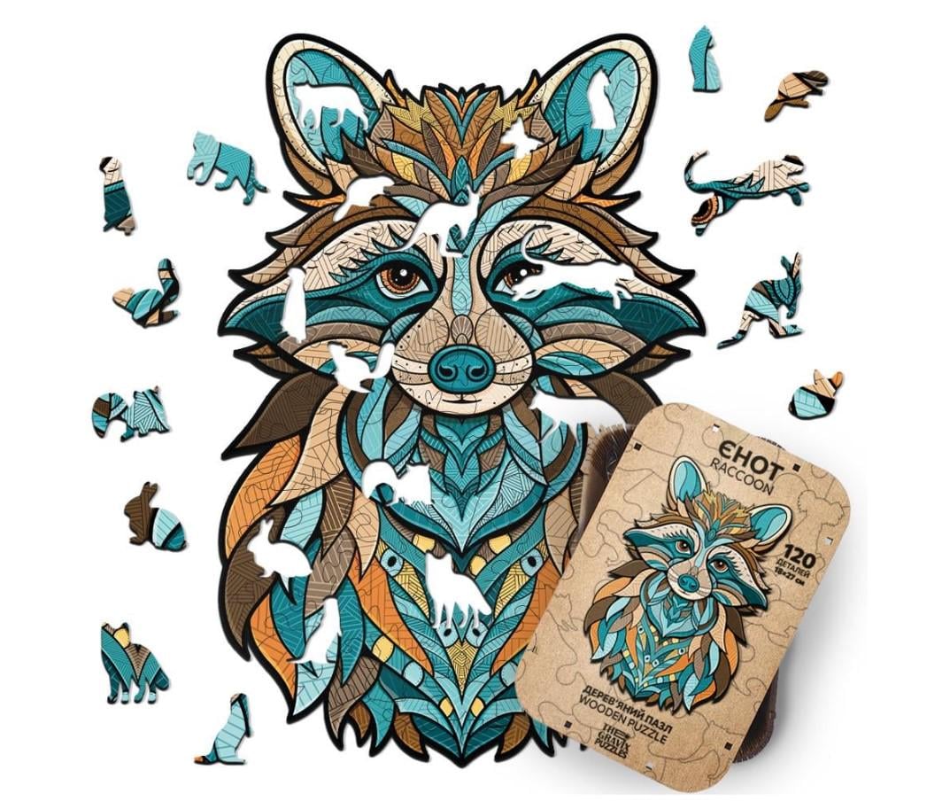 Пазл деревянный фигурный TheGravix Животные Енот 190 деталей Пазл деревянный фигурный TheGravix Животные Енот 190 деталей