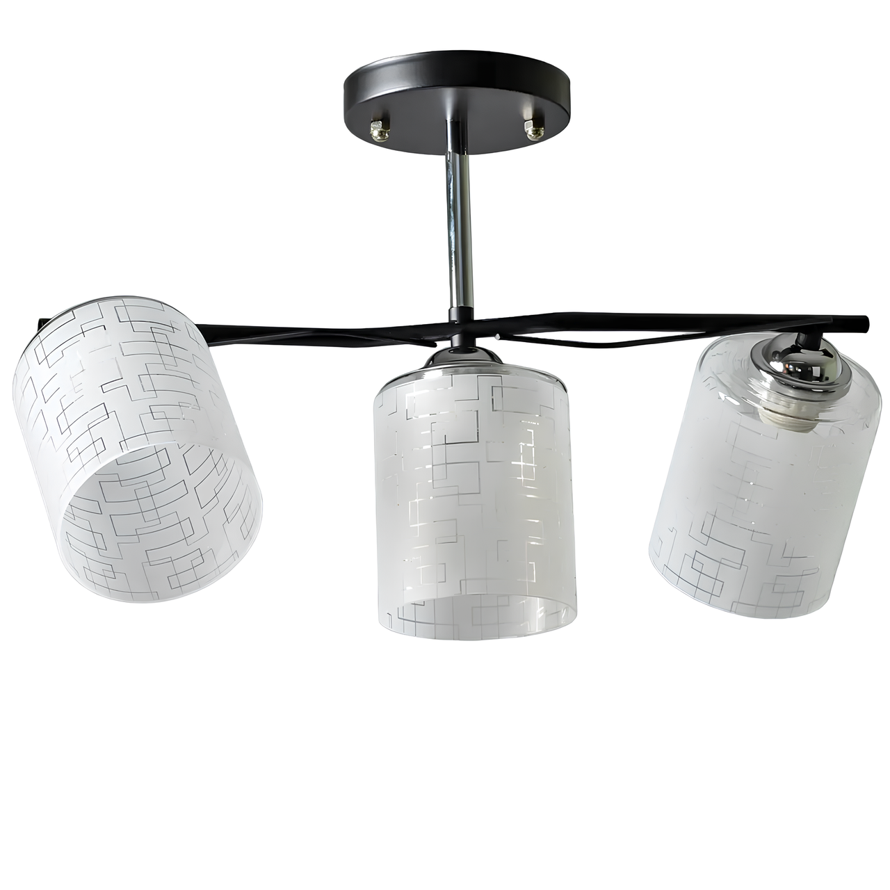 Люстра Svet на три плафона с узором под лампы Е27 Черно-белый (SW-500/3A CR+BK)