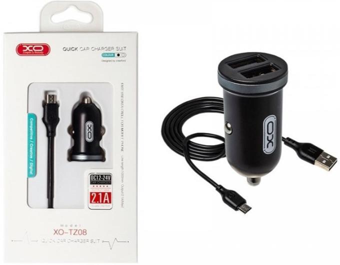 Автомобильное зарядное устройство XO TZ08 2USB 2.1A micro-USB Черный - фото 2