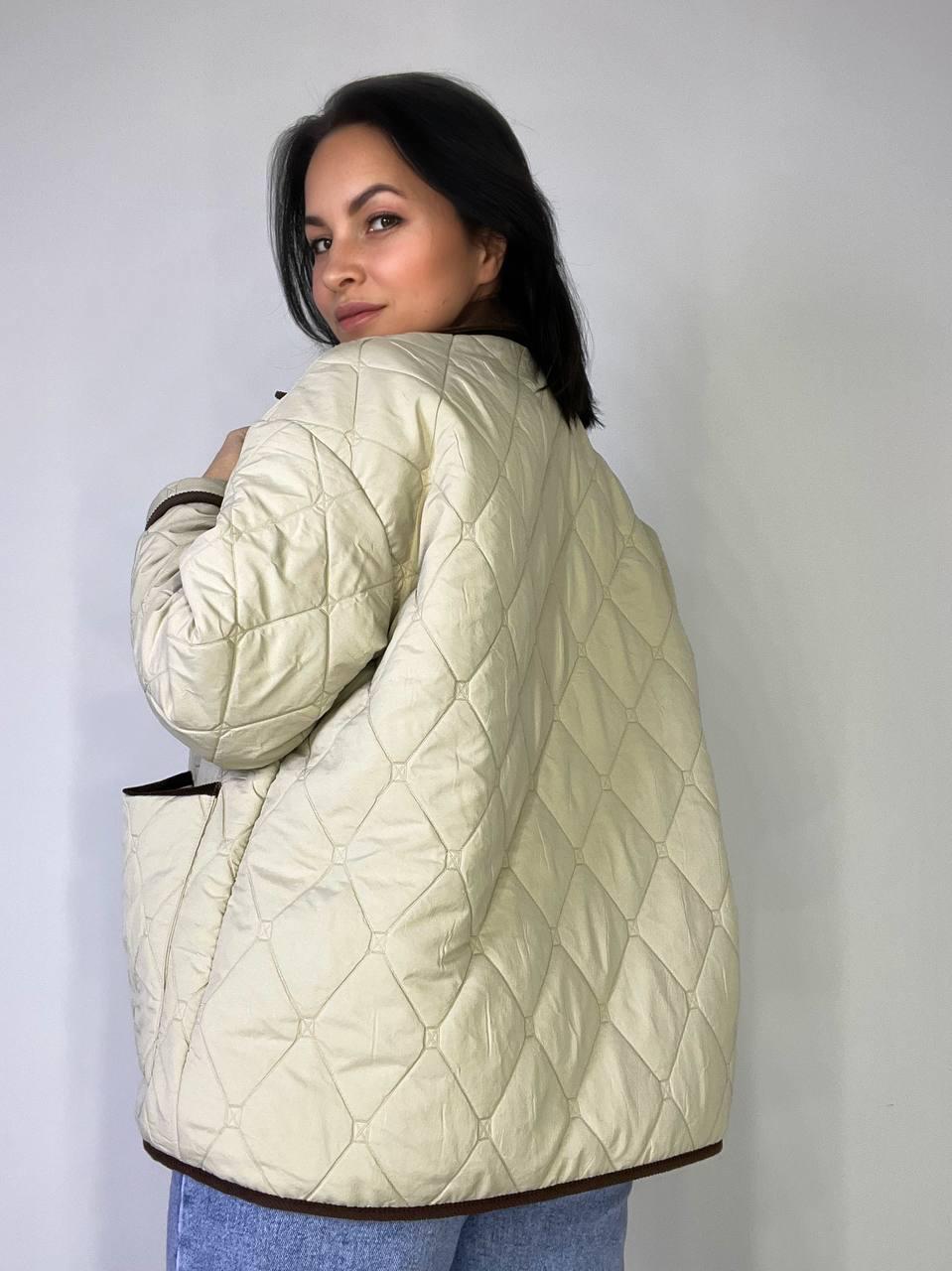 Куртка жіноча LADY YEP 9090 сорочка оверсайз стьобана демісезонна на гудзиках комбінована з вельветом M Бежевий (3717) - фото 2 Куртка жіноча LADY YEP 9090 сорочка оверсайз стьобана демісезонна на гудзиках комбінована з вельветом M Бежевий (3717) - фото 2