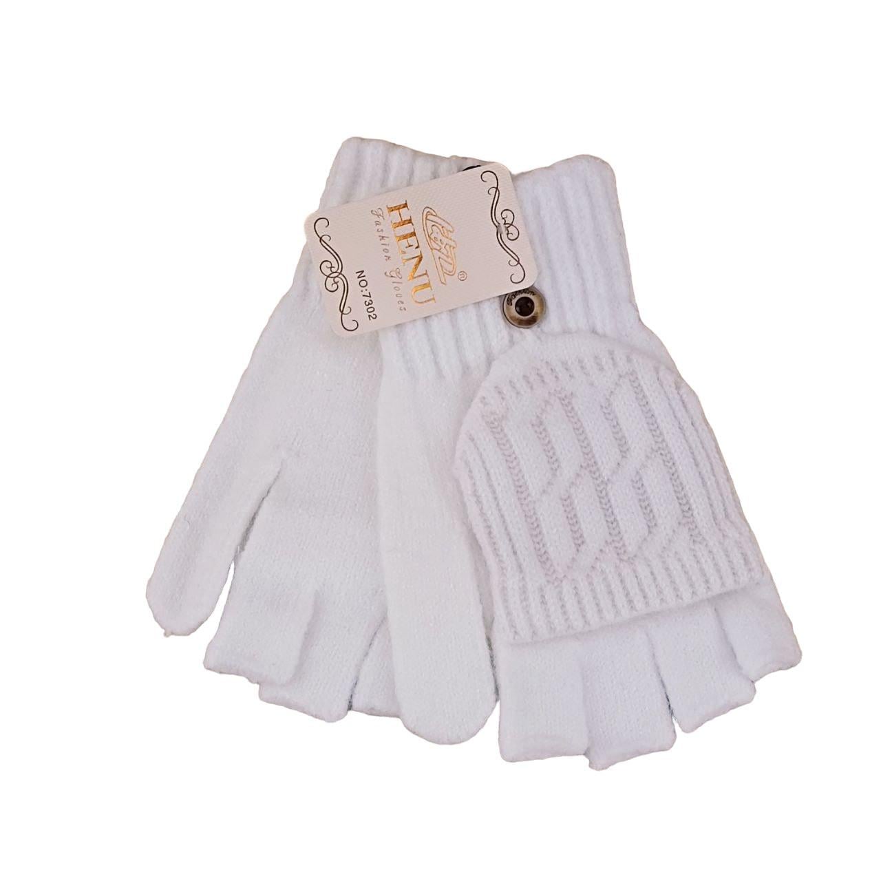 Перчатки женские с накидкой 2в1 S-L Белый (47135)