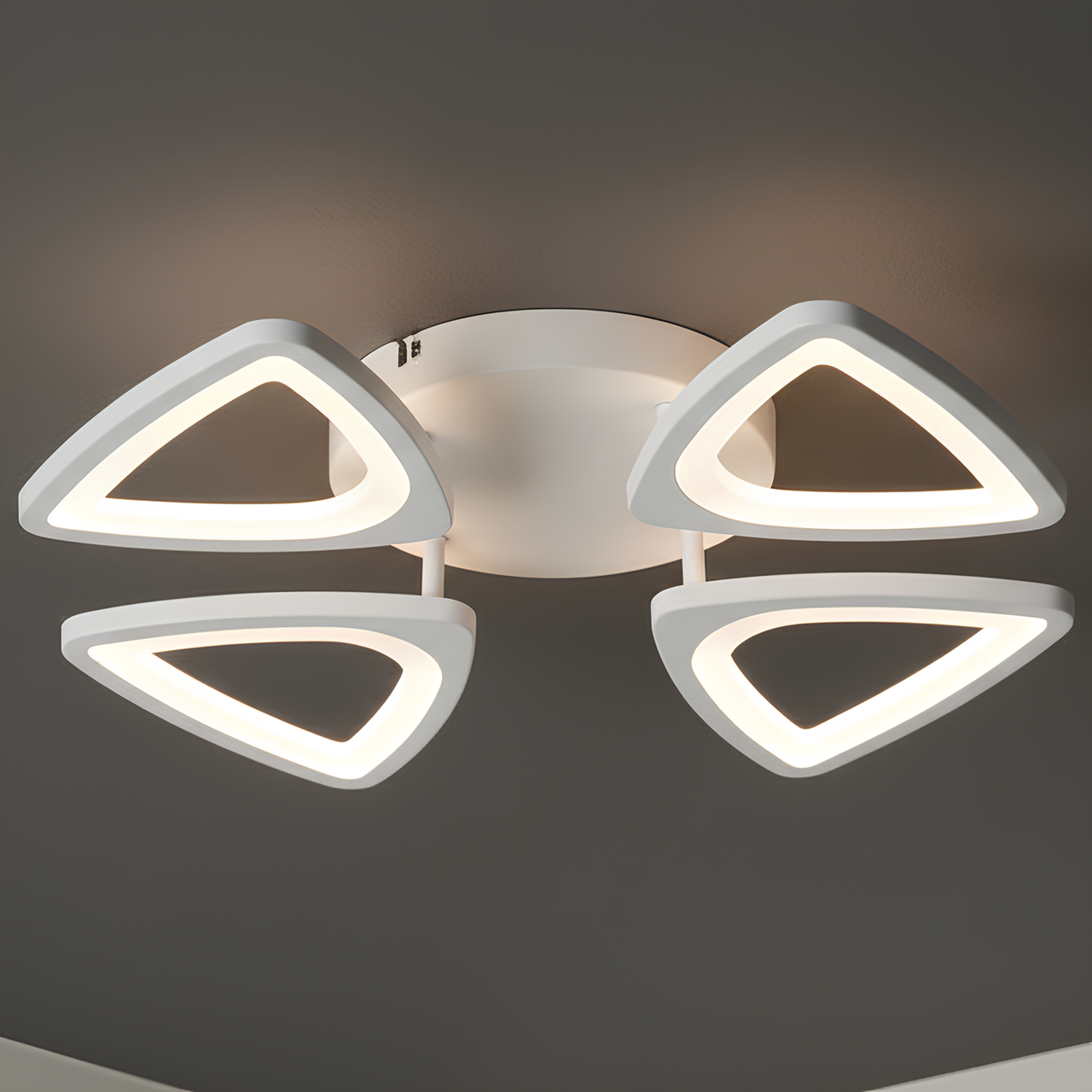 Люстра светодиодная Valeso 80W с пультом с треугольными плафонами 3000-6500K Белый (G 2711/4 WT)