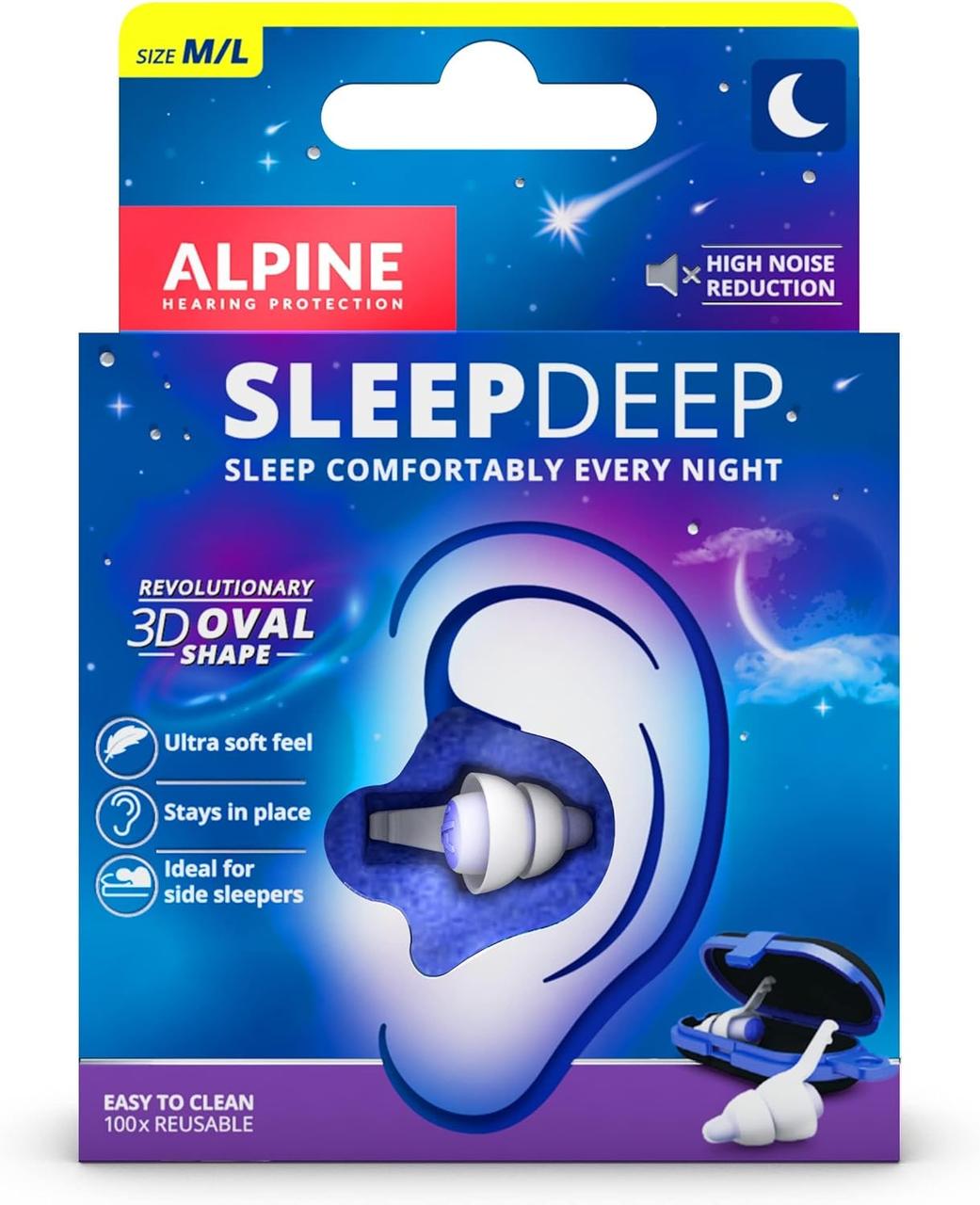 Беруши многоразовые для сна Alpine Sleep Deep с футляром SNR 27 дБ M/L (2434499642)