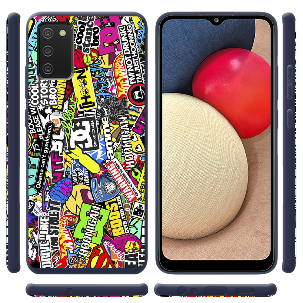 Чохол BoxFace Samsung A025 Galaxy A02S Multicolored Inscriptions Синій силікон (41511-up880-42500) - фото 2