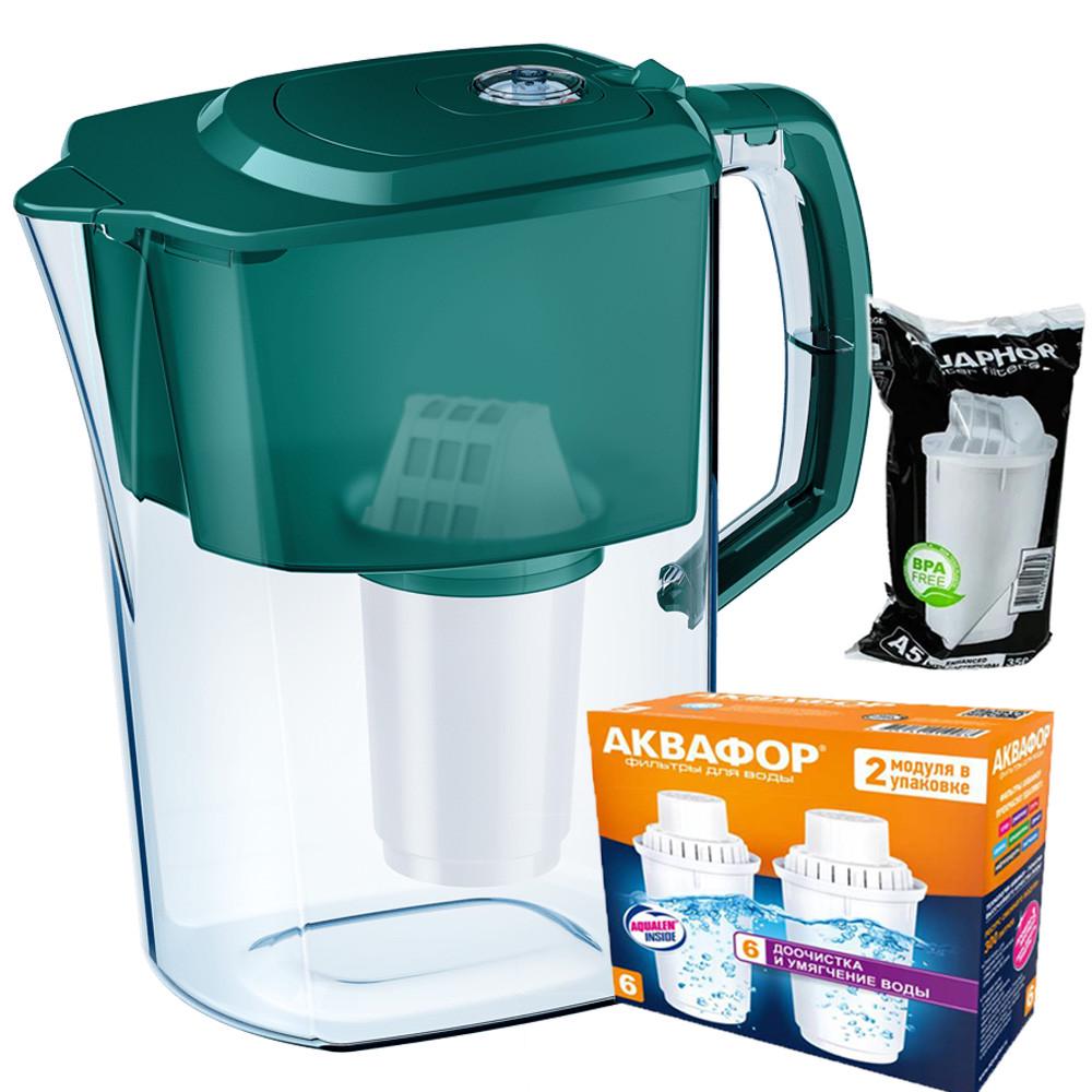 Фильтр-кувшин Аквафор Атлант А5 два модуля В6 жесткость Темно-зеленый (1859311474)