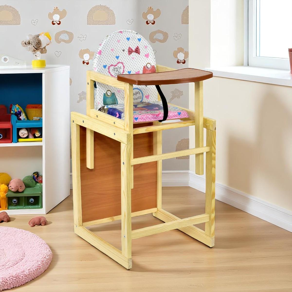 Стульчик для кормления Мася Сердечки Розовый (№1123) - фото 2 Стульчик для кормления Мася Сердечки Розовый (№1123) - фото 2