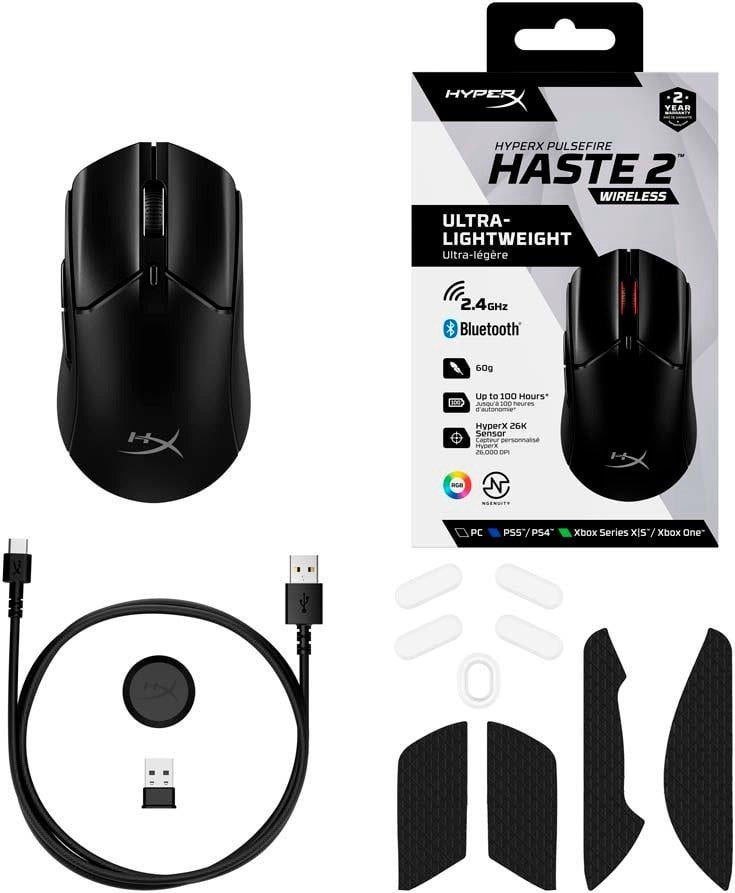 Мышка игровая HyperX Pulsefire Haste 2 RGB-подсветка комбинированное подключение Bluetooth USB 1,8 м Black (627021) - фото 7