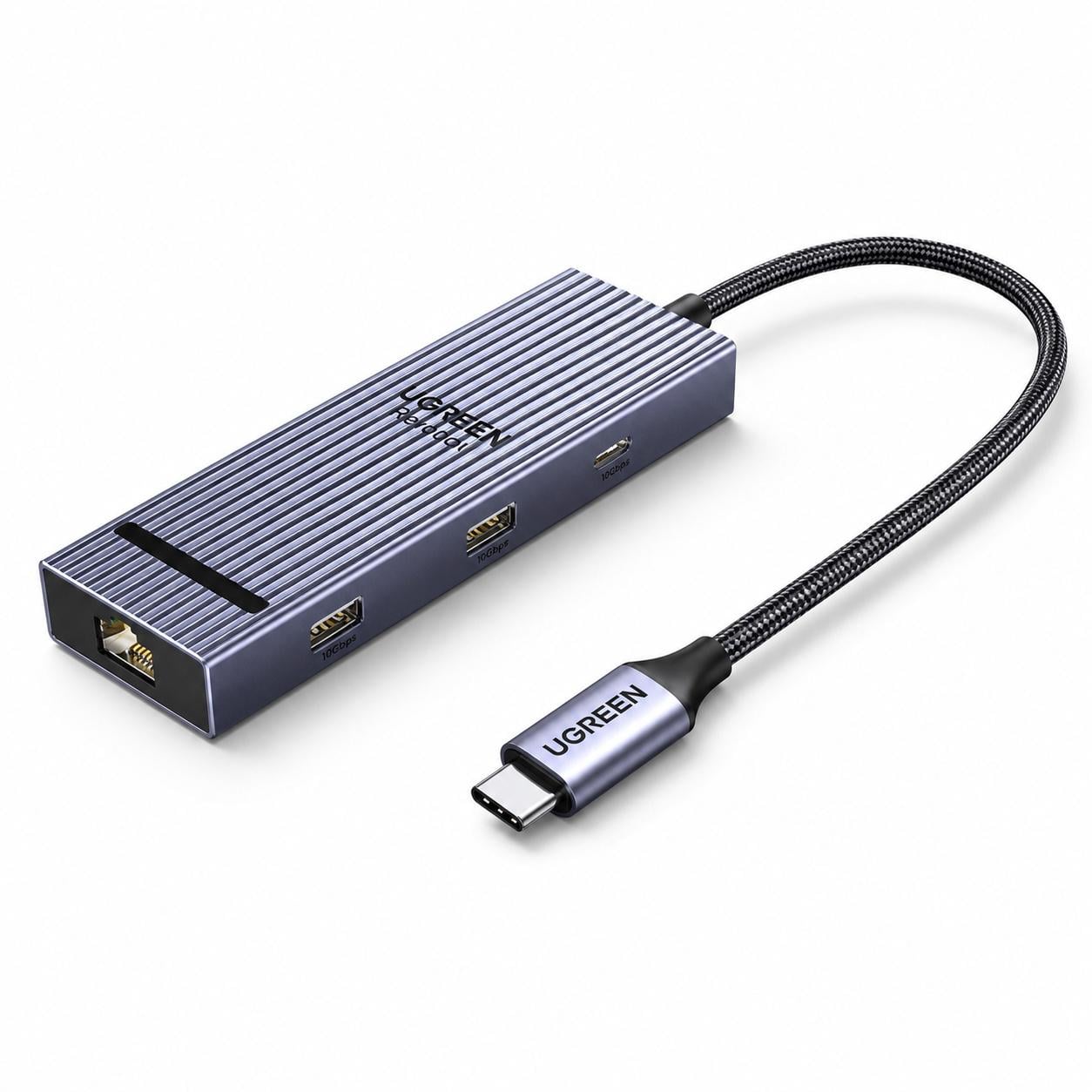 Док-станция UGREEN CM880 6в1 DP 1.4/USB 3.2 Gen 2/2 USB-A/1 USB-C/RJ-45 до 100 Вт Темно-серый (95501)