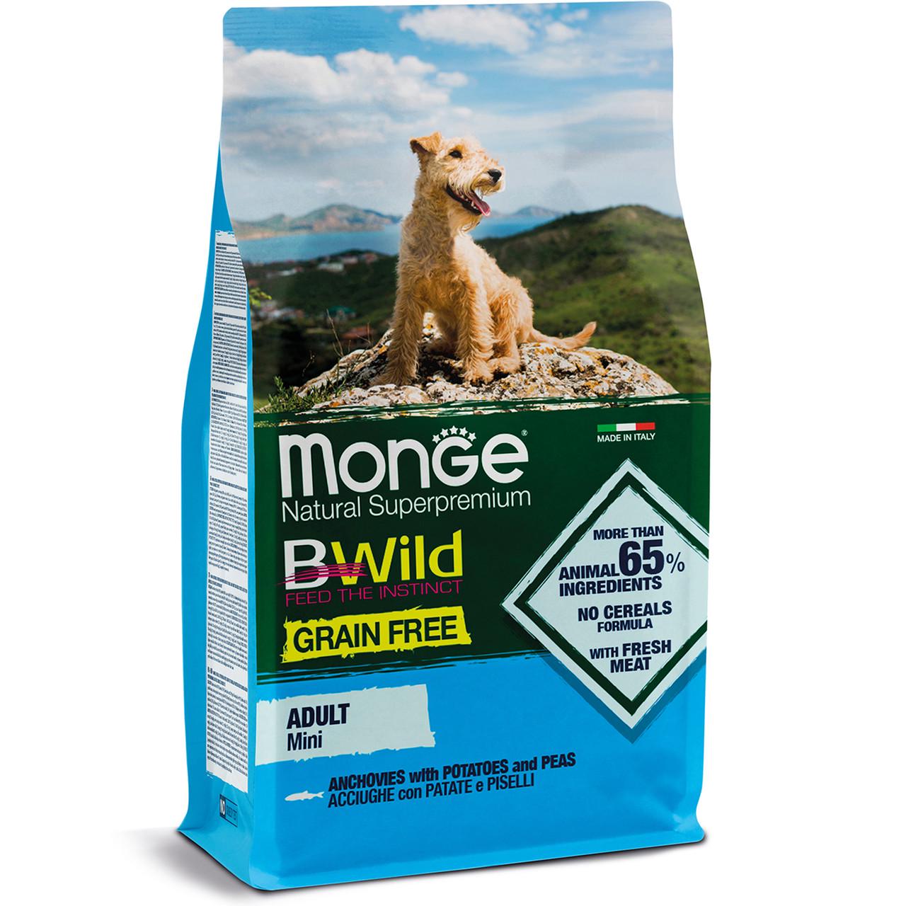 Корм для собак Monge BWild Grain free Mini Анчоус 2,5 кг (70004701) - фото 1 Корм для собак Monge BWild Grain free Mini Анчоус 2,5 кг (70004701) - фото 1