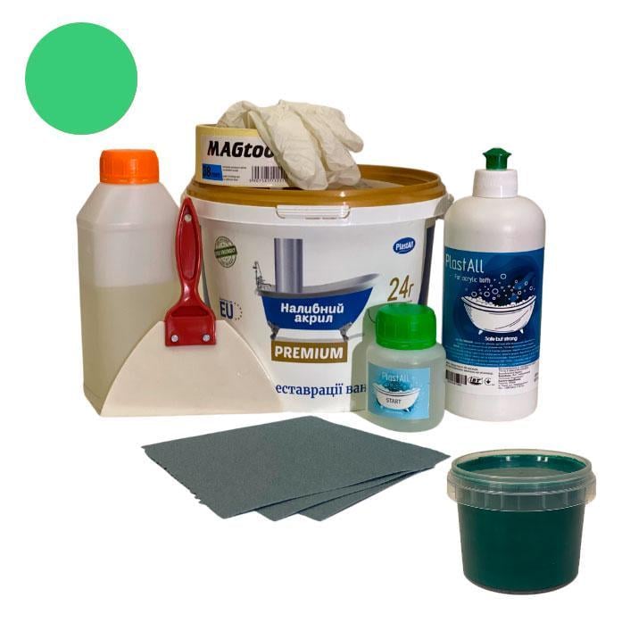 Акрил жидкий с набором для реставрации ванн Plastall Premium 1,2 м 2,6 кг Зеленый (23915788)