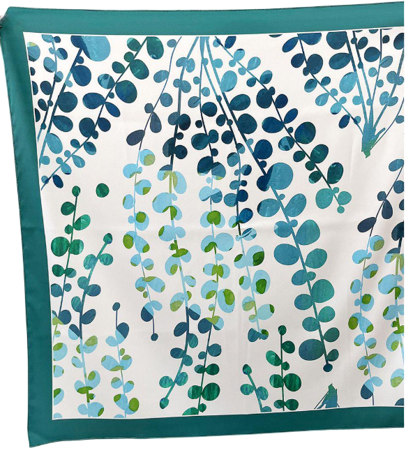 Платок шелковый 68х68 см Листья (HUST_25M044)
