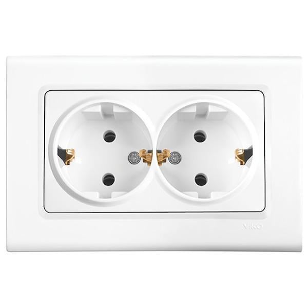 Розетка двомісна Viko Linnera з заземленням Білий (00000012551)