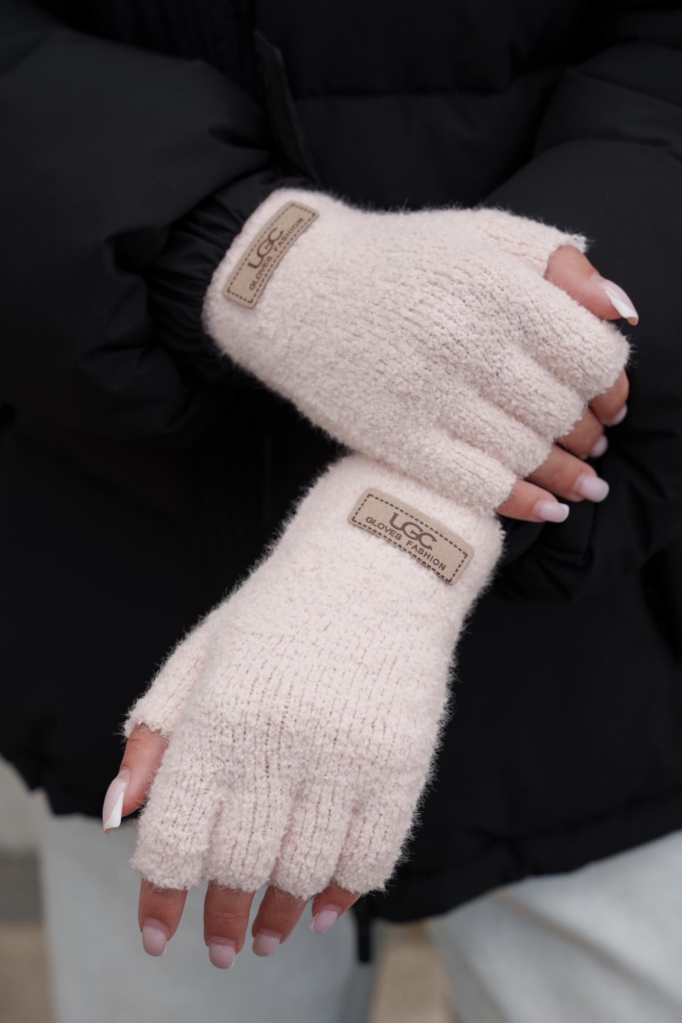 Перчатки зимние меховые без пальцев Without Brand UGC 7-52А Pink (8055906)