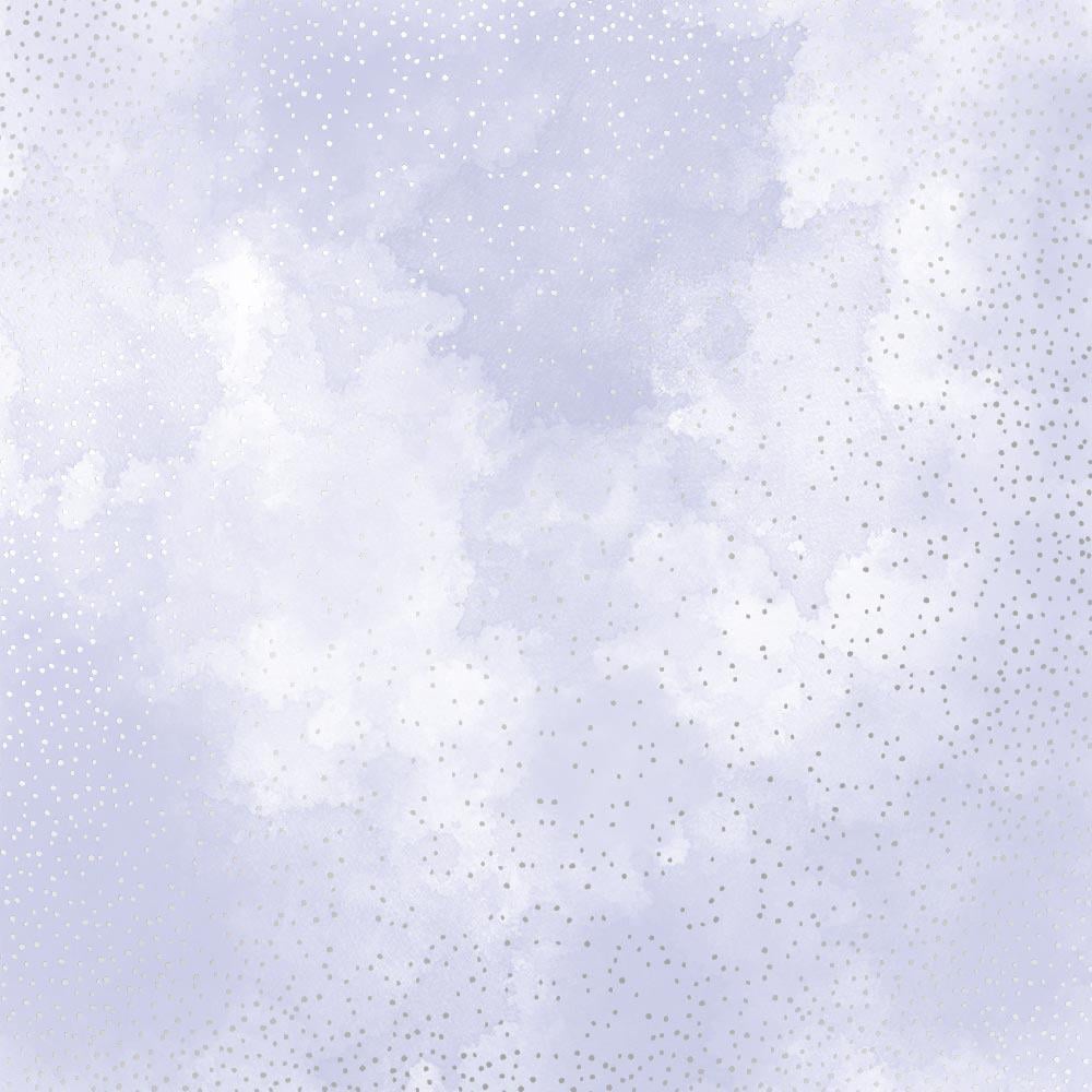 Лист бумаги односторонний Silver Mini Drops с серебряным тиснением 30,5х30,5 см Lilac/Watercolor