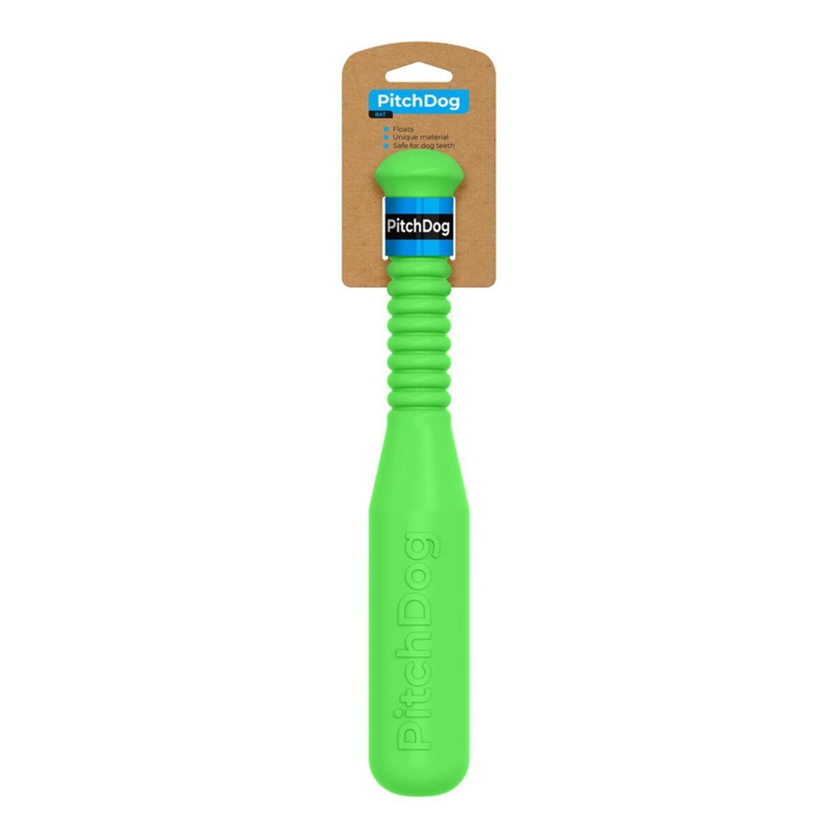 Игровая бита для апортировки PitchDog, длина 35 см d 6 см салатовый