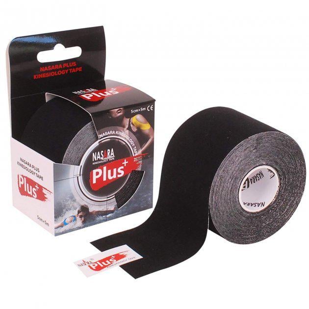 Кинезио тейп усиленный Nasara Plus 5 см х 5 м Черный (NP-blk-5x5)