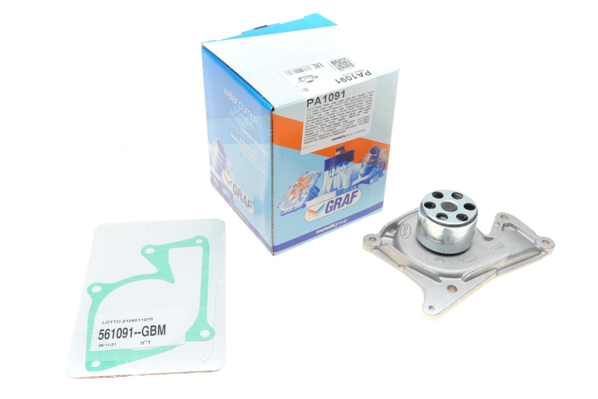 Помпа води Graf Renault Kangoo/Clio/Duster/Laguna/Megane/Nissan Qashqai/Juke/MB 1.5dCi 09- Ext.12лоп PA1091 (25589540)