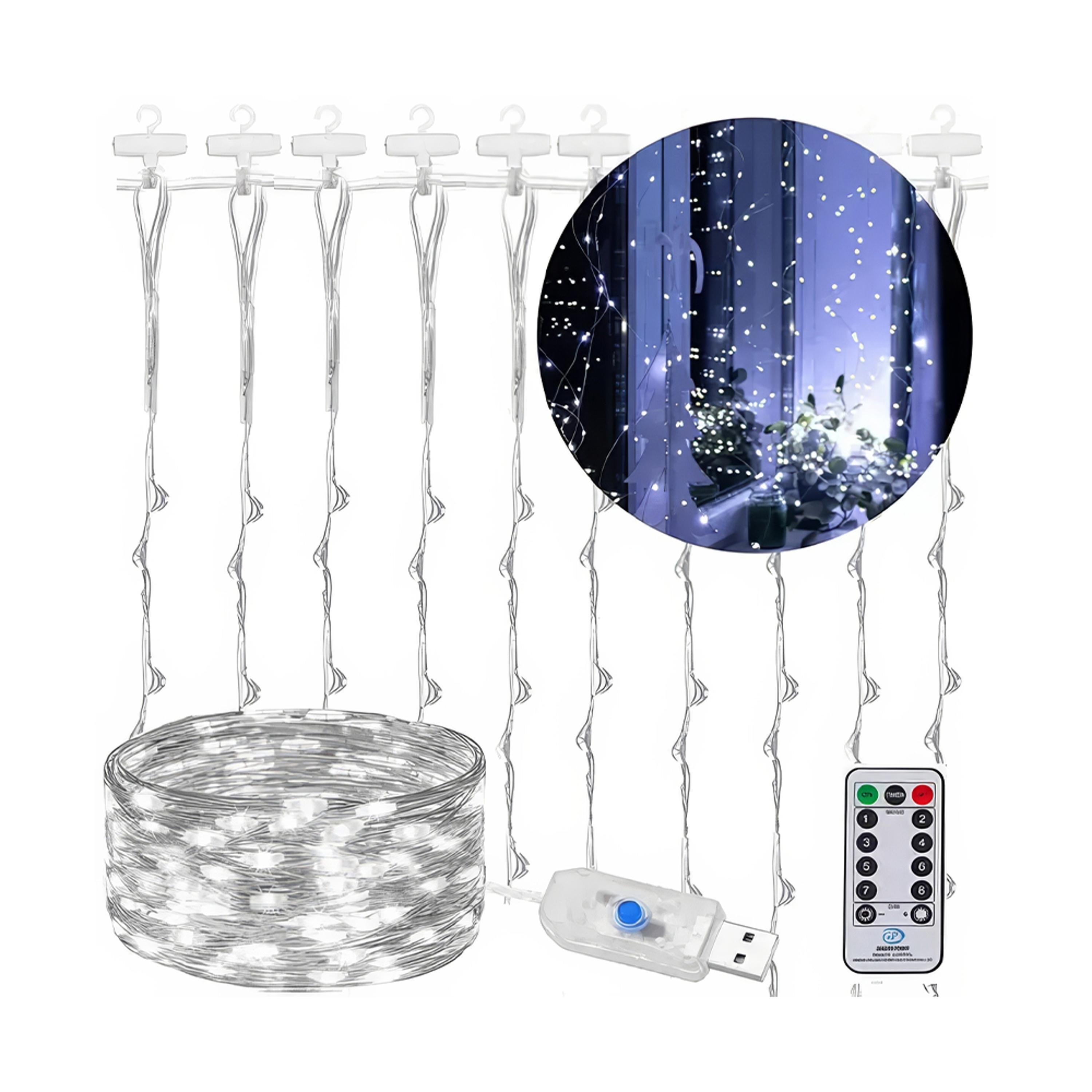 Гірлянда-штора світлодіодна 3х3 м USB з гачками Холодний білий (WLS-QX-CL2132C) - фото 3