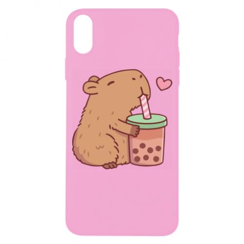 Чехол для iPhone X/Xs Boba tea capybara