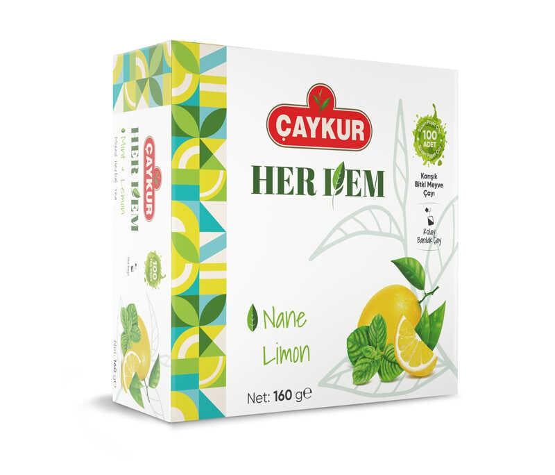 Чай турецький CAYKUR Herdem М'ята/Лимон 100 пакетів 160 г (014167)