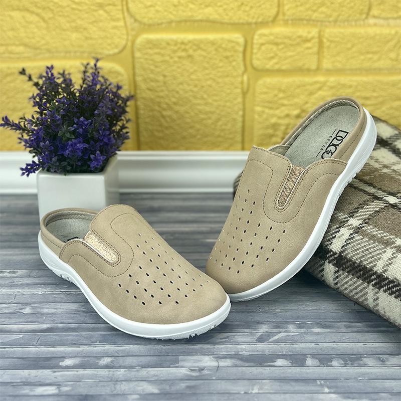 Тапочки медичні жіночі dagostyle Е-0005400-1 екошкіра 25 см p. 39 Бежевий (65797699)