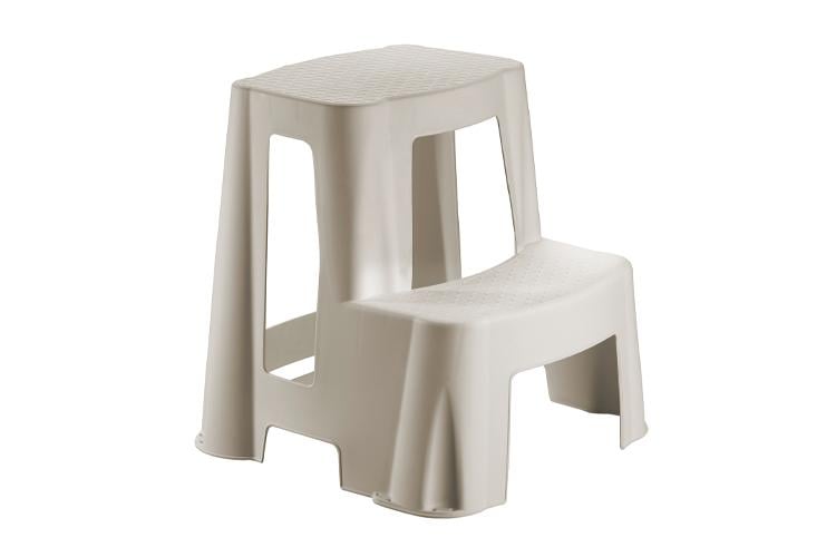 Табурет лестницы Jolly Naturel пластиковый на 2 ступени большой Светло-серый
