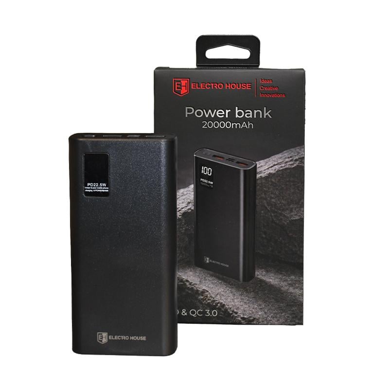 Аккумулятор портативный 20000 mAh micro-USB/type-C 20W/USB-A 22,5W Черный