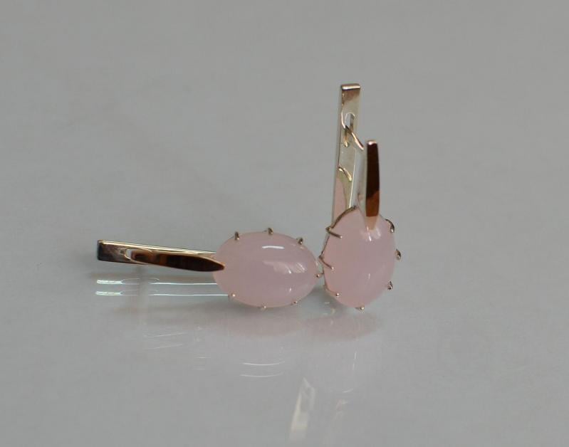 Серебряные серьги Sil с золотыми накладками 147s-2 Розовый (Sil-1121)