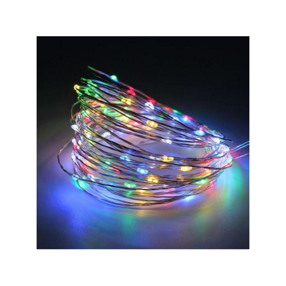 Гірлянда Роса на батарейках/USB 3 режими свічення 10 м Різнокольоровий (RV-106M)