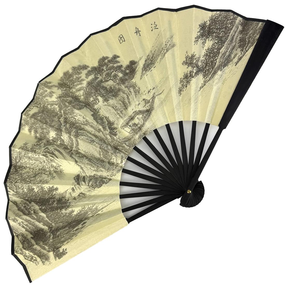 Веер двусторонний Река 26х47 см Серый (C6194)