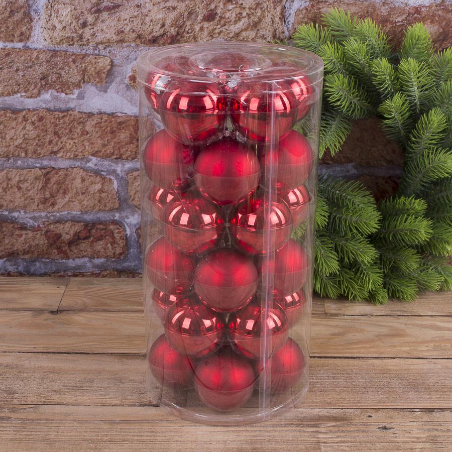 Шары елочные из стекла 5,7 см 30 шт. Красный (3398-4)