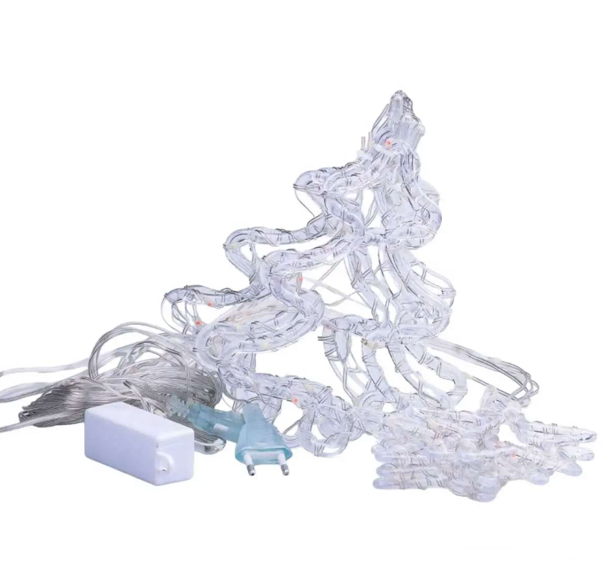 Гірлянда-штора Зірки та ялинки розмір 3х0,9 м 10 фігур Білий - фото 6