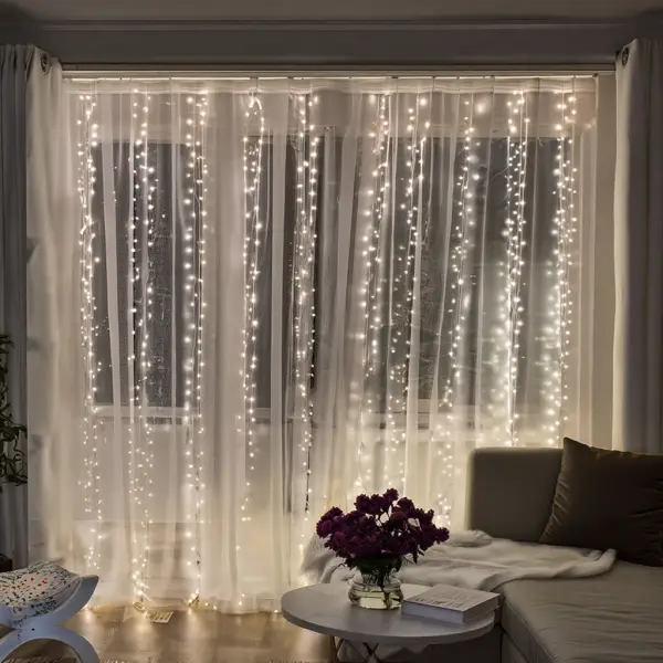 Гирлянда-штора Хвойная светодиодная лапа 600 LED 3х3 м Белый (21-107-D600LED3MW)