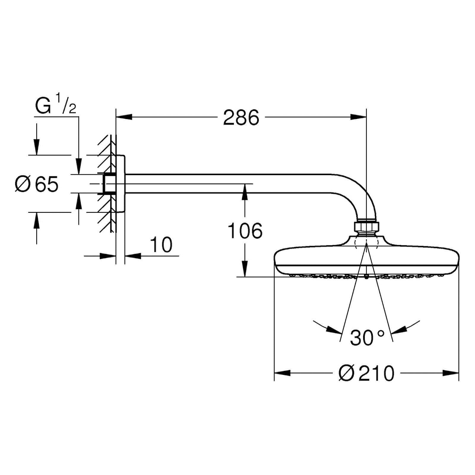 Верхний душ Grohe TEMPESTA 26411000 286 мм (52773) - фото 2