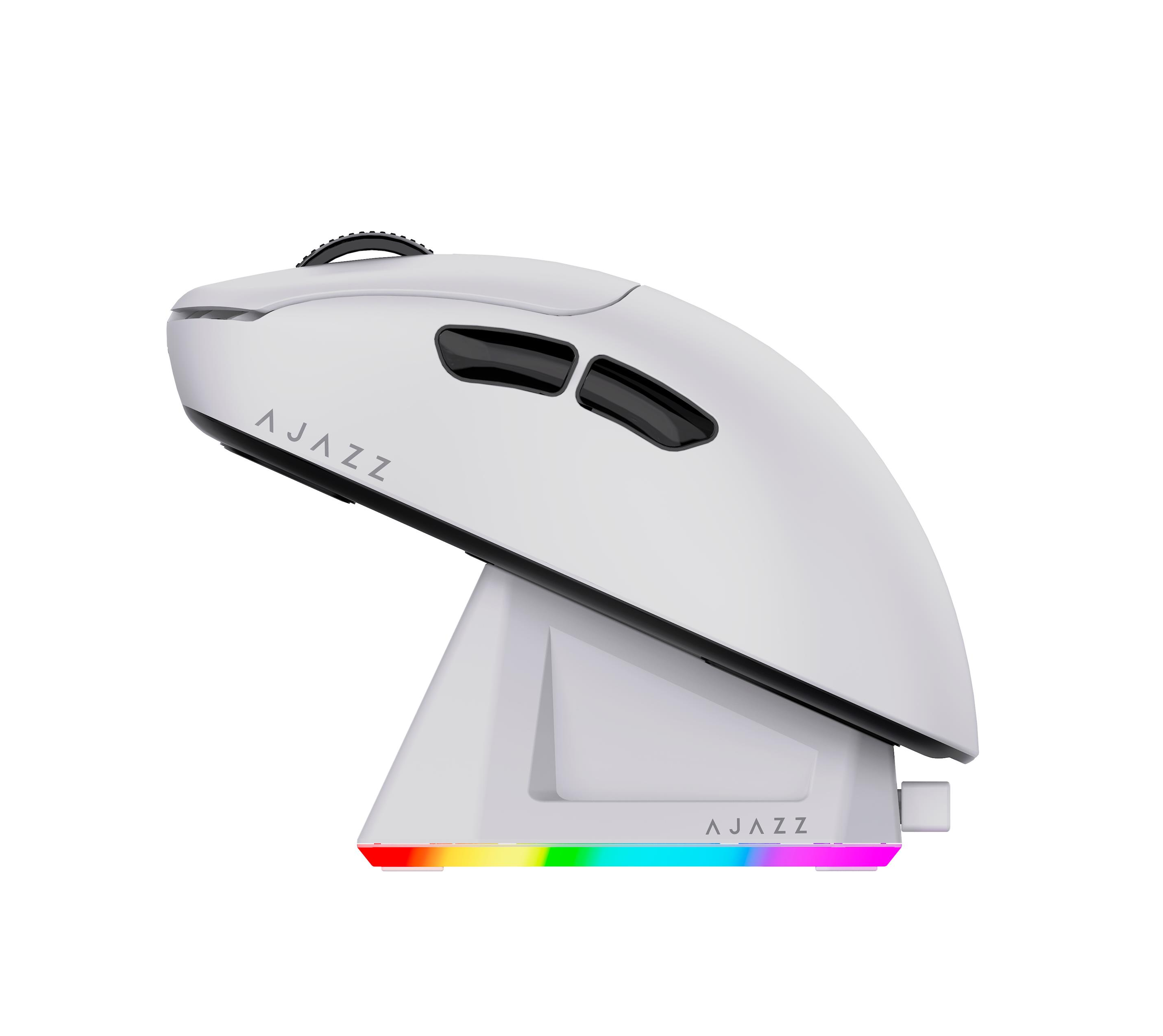 Компьютерная мышка беспроводная игровая Ajazz AJ179P MC Bluetooth/2,4 ГГц/USB-C с магнитной станцией White (AJ179P-MC-W)