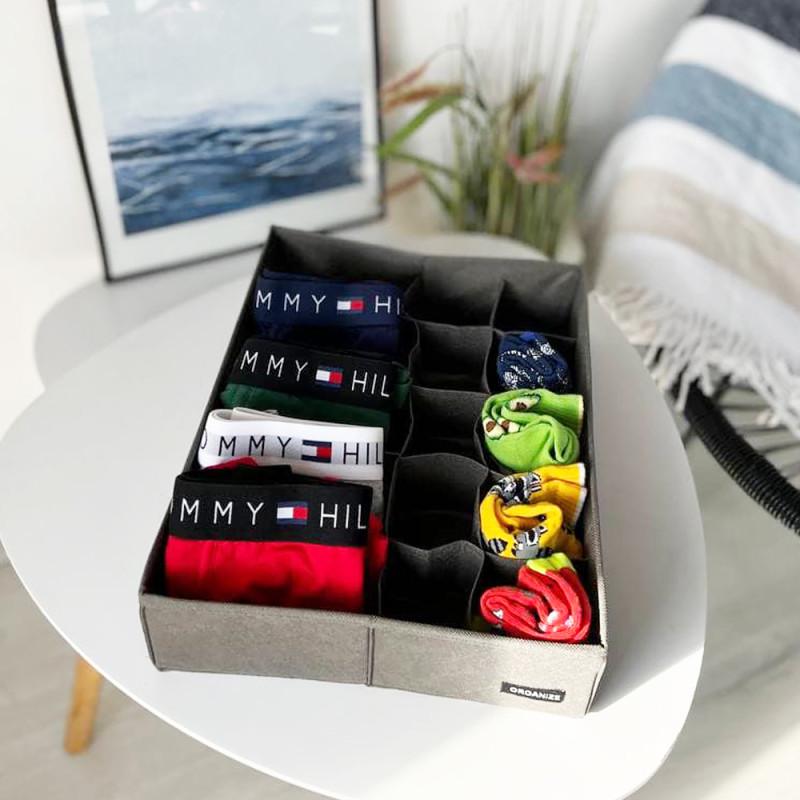 Органайзер с комбинированными ячейками для белья Серый (Gr-k001) - фото 1