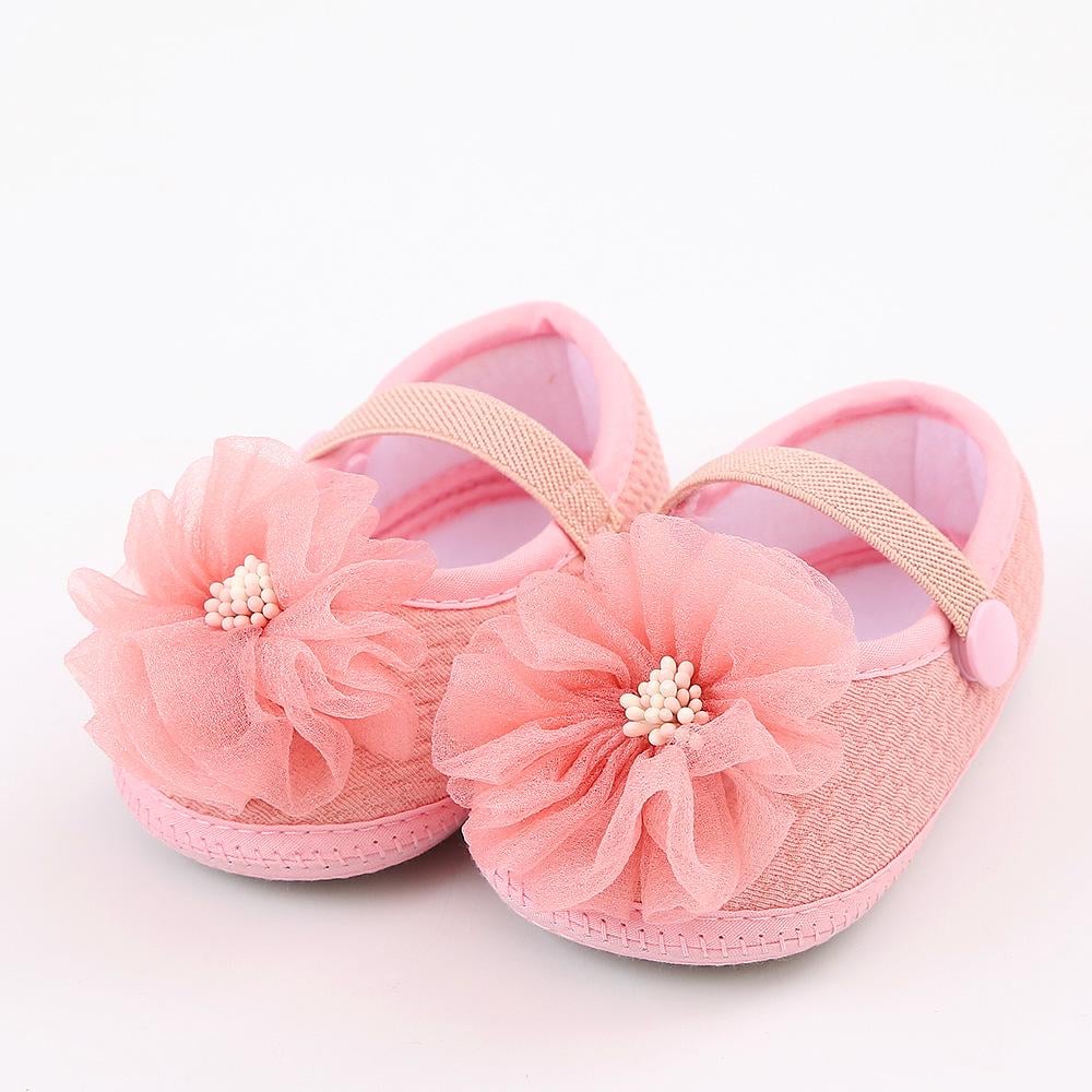 Пинетки-туфельки праздничные Мак с цветком 12 см Розовый (13070152501)