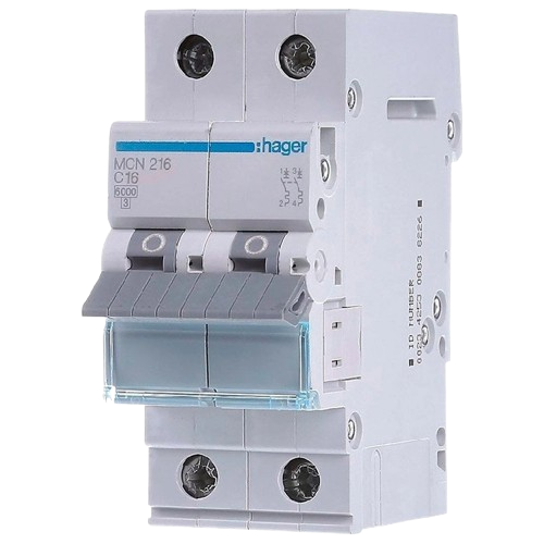 Автоматический выключатель модульный Hager MCN240 2 фаза C 40A ток короткого замыкания 6 kA