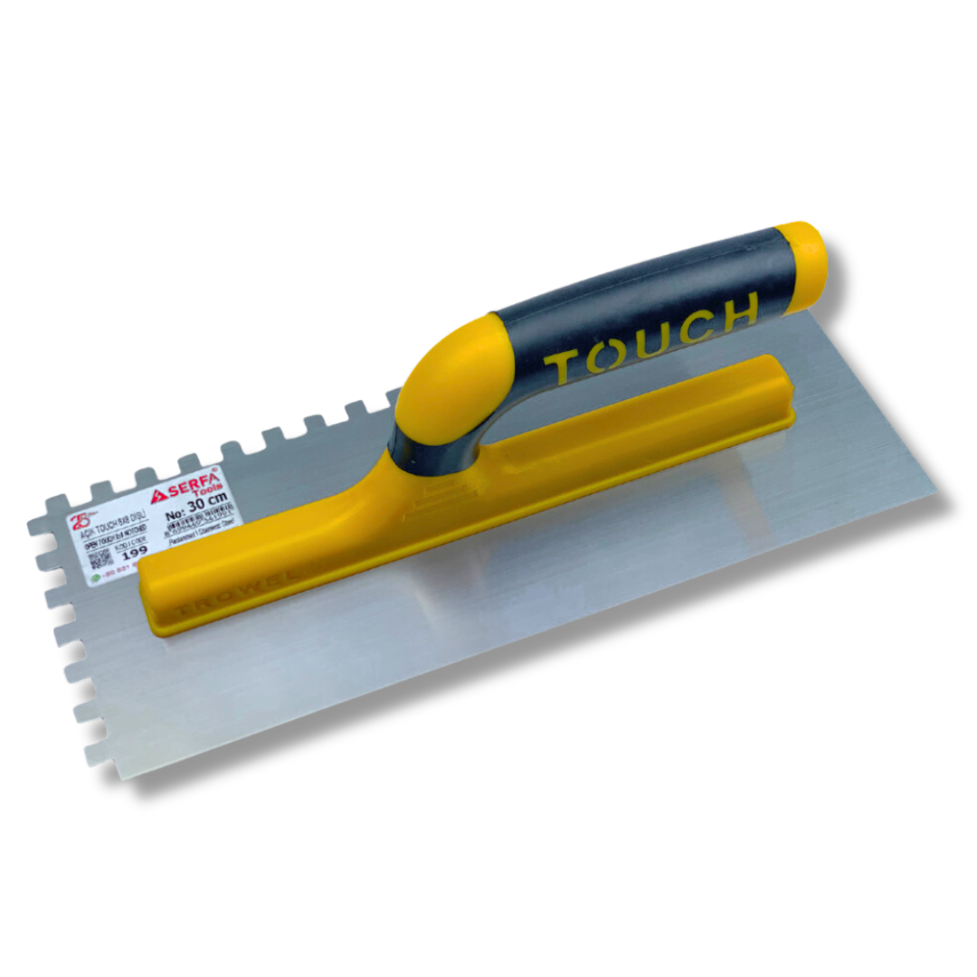 Гладилка зубчатая штукатурная Notched Trowel Open Handle 30 см зуб 8 мм Желтый (199)